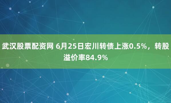 武汉股票配资网 6月25日宏川转债上涨0.5%，转股溢价率84.9%