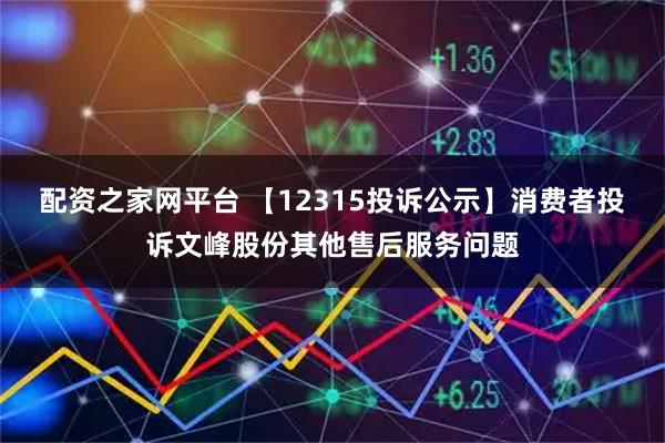 配资之家网平台 【12315投诉公示】消费者投诉文峰股份其他售后服务问题