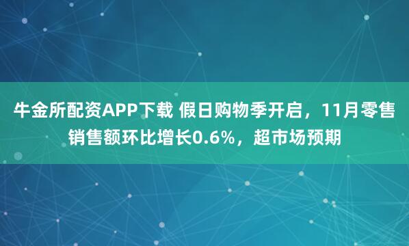 牛金所配资APP下载 假日购物季开启，11月零售销售额环比增长0.6%，超市场预期